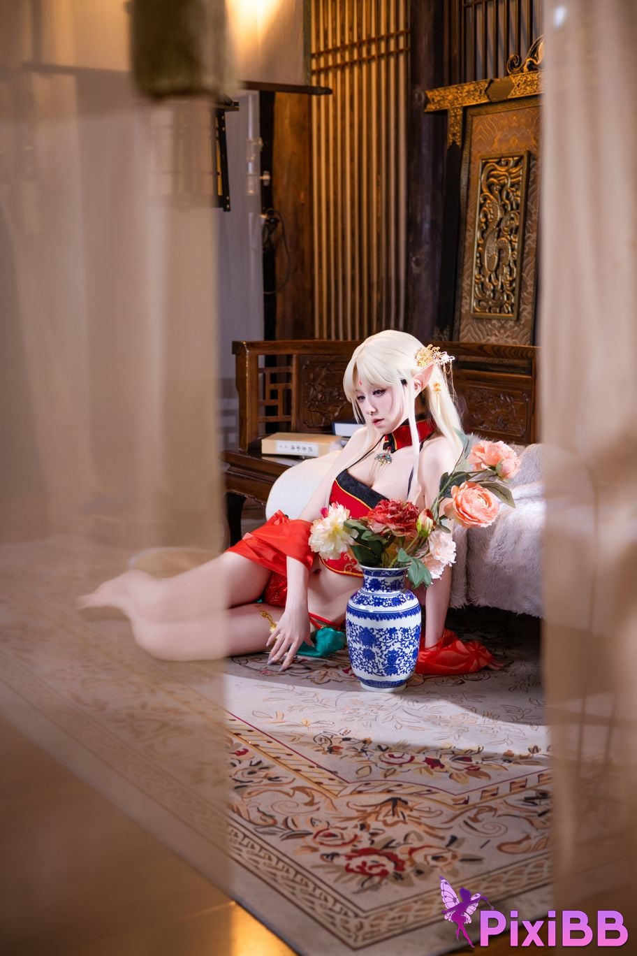 Cosplayer Shuangmu Fusu Brest red antique style PixiBB.COM 037